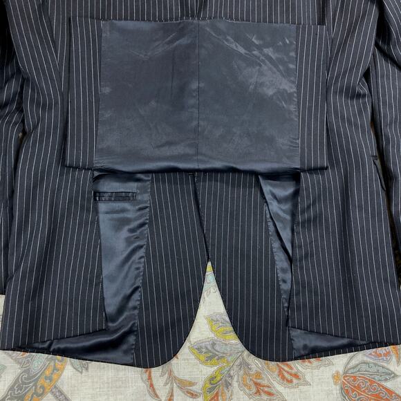 Ralph Lauren Men's Black Label Slim 2 Button Black Pinstripe Wool Blazer 38R - Picture 10 of 12